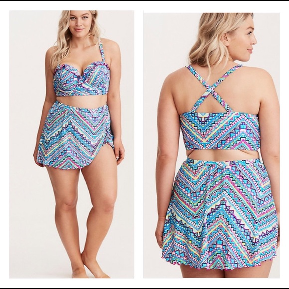 torrid Other - Torrid Multi Chevron Print Ruffle Bikini Swimsuit